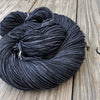 charcoal gray black Hand Dyed Worsted Weight Yarn, Gunpowder, Treasured Warmth