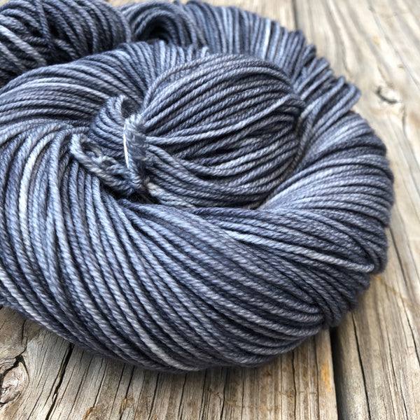 charcoal gray Hand Dyed Worsted Weight Yarn, Ghost Ship, Treasured Warmth