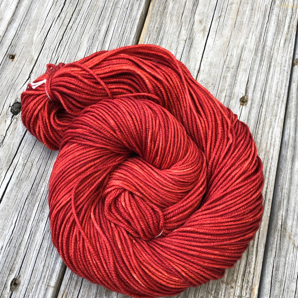 red Hand Dyed Worsted Weight Yarn, Ruby Daggers, Treasured Warmth