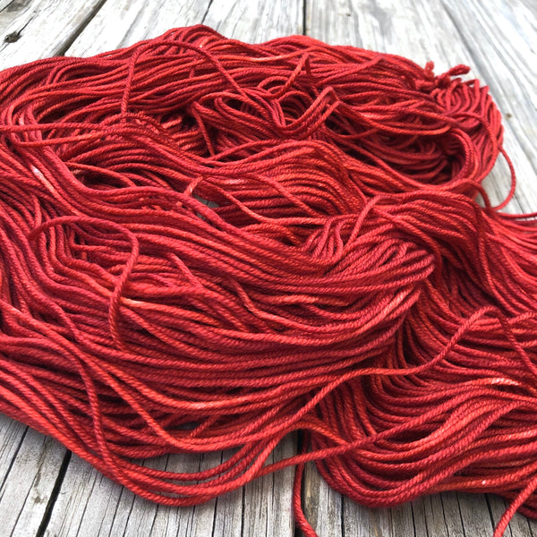 red Hand Dyed Worsted Weight Yarn, Ruby Daggers, Treasured Warmth