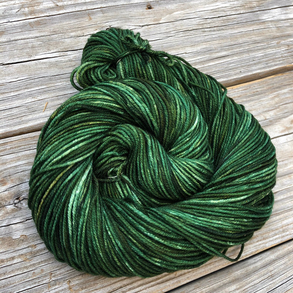 forest green Hand Dyed Worsted Weight Yarn, Land Ho! Treasured Warmth
