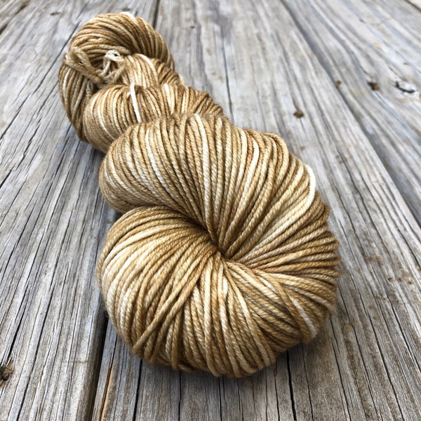 tan Hand Dyed Worsted Weight Yarn, Sandy Beach, Treasured Warmth