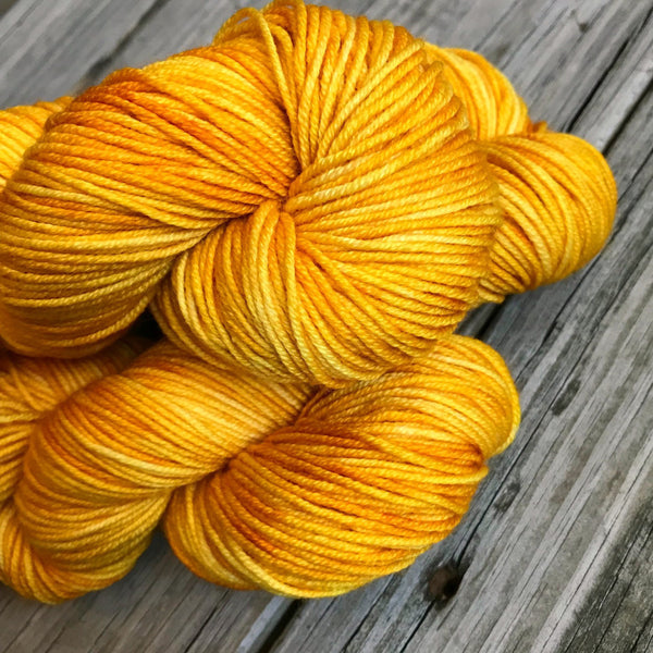 goldenrod yellow Hand Dyed Worsted Weight Yarn, Poseidon&#39;s Trident, Treasured Warmth