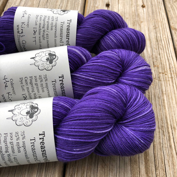 Hand Dyed Sock Yarn, royal purple, King’s Cloak, Treasured Toes