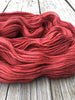 soft brick red cashmere silk alpaca yarn, Hand Dyed DK Yarn, Ruby Daggers, Treasured DK Luxe