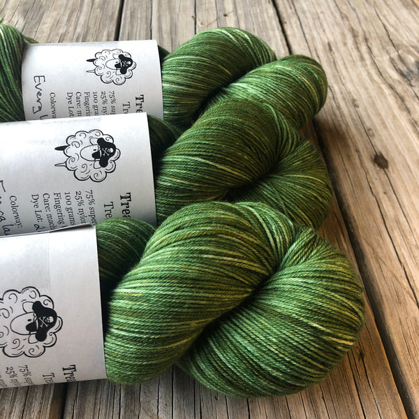 Hand Dyed Sock Yarn, Forest Green, Everglades Excursion, Treasured Toes Sock Yarn