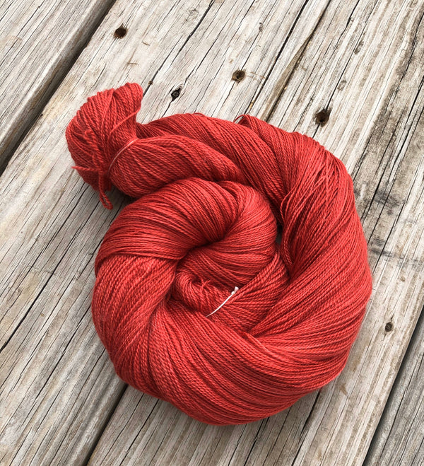 Hand Dyed Lace Weight Yarn | Ruby Daggers | Red Yarn | Silk Treasures Lace Yarn | 875 yards | silk superfine merino wool