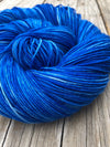 Hand Dyed Sock Yarn, Royal Blue, Swimmin with the Fishes, Treasured Toes