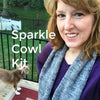 Sparkle Cowl Knitting KIT, DIY Craft Kit, sparkle toes sock yarn, silver gray, hand dyed sock yarn
