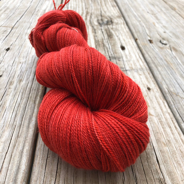 Hand Dyed Lace Weight Yarn | Ruby Daggers | Red Yarn | Silk Treasures Lace Yarn | 875 yards | silk superfine merino wool