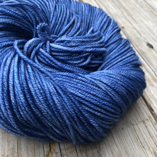 denim blue Hand Dyed Worsted Weight Yarn, Sharks in the Shallows, Treasured Warmth