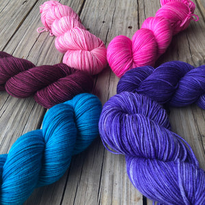 Hand Dyed Worsted Weight Yarn, Dyed To Order, Treasured Warmth, Pinks, Purples, Turquoise, Wine