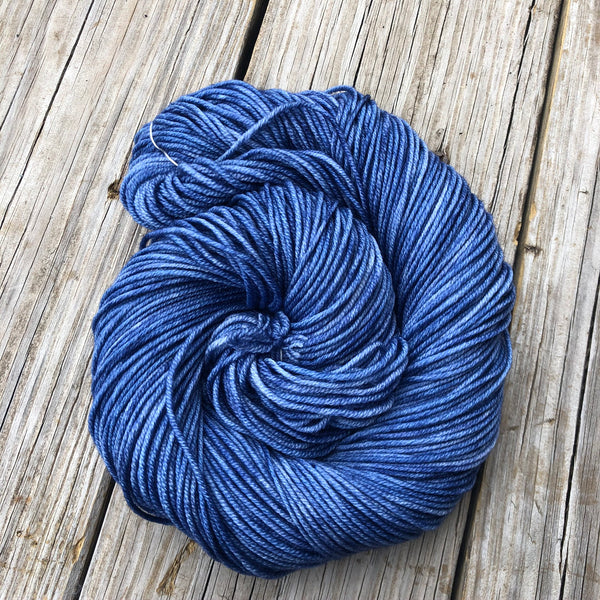 denim blue Hand Dyed Worsted Weight Yarn, Sharks in the Shallows, Treasured Warmth