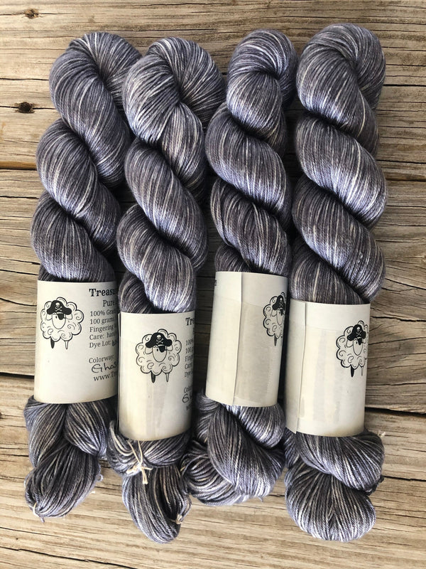 Hand Dyed Silk Yarn, Ghost Ship, gray, fingering weight yarn
