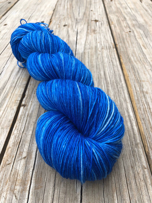 Hand Dyed Sock Yarn, Royal Blue, Swimmin with the Fishes, Treasured Toes