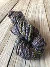 Handspun Bulky Yarn | Gold Sparkle | merino tencel angelina | olive green purple rust | 2 ply