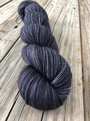 Hand Dyed Sock Yarn, Charcoal Gray Black, Gunpowder, Treasured Toes Sock Yarn