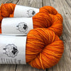 orange Hand Dyed Worsted Weight Yarn, Lusty Wench, Treasured Warmth