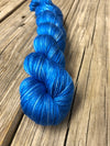 Pure Silk Yarn, sapphire blue, fingering weight yarn, Swimmin’ with the Fishes