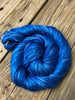 Pure Silk Yarn, sapphire blue, fingering weight yarn, Swimmin’ with the Fishes