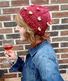Wine Cork Hat Knitting Pattern handspun PDF bulky yarn hat pattern Digital Download Rose Burgandy Merlot cabernet yarn wine cork diy