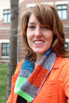PDF Log Cabin Cowl Knitting Pattern Sock Yarn Digital Download Mini Skein Pattern Orange Green Blue Fingering Weight